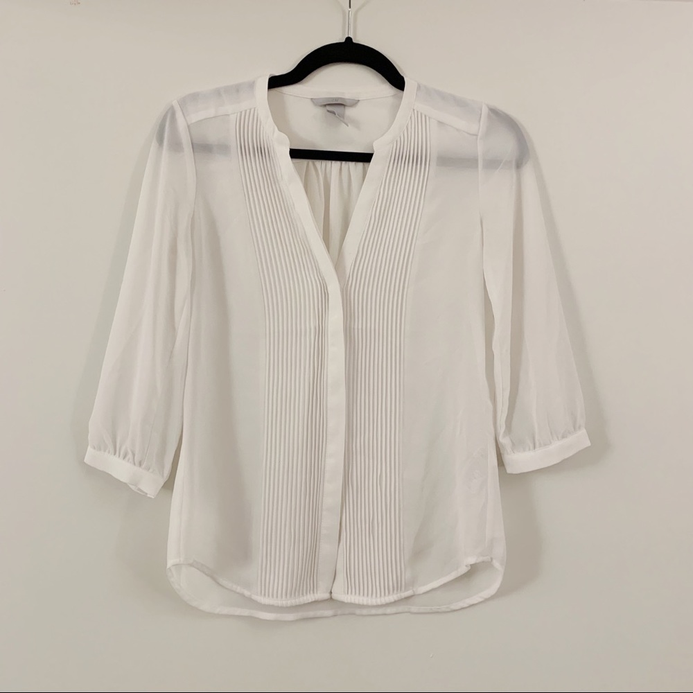 H&M white button down blouse 3/4 sleeves